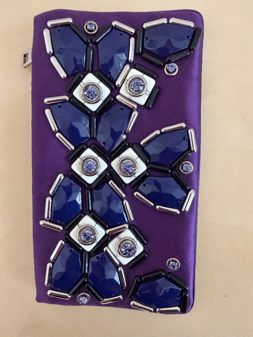 Prada Purple Satin Embellished Clutch - Picture 8 of 9